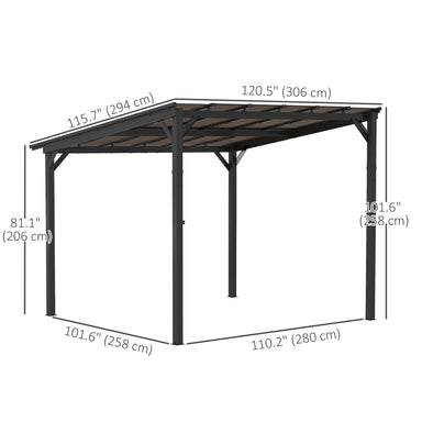 Outsunny 10' x 10' Waterproof Hardtop Gazebo dimensions showcasing spacious design with clear measurements for enhanced outdoor enjoyment.