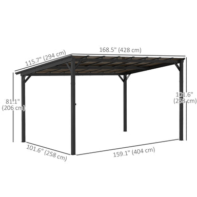 Dimensions of the Outsunny 10' x 14' Waterproof Hardtop Gazebo, highlighting its ample size for garden furniture and gatherings.
