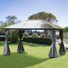 Outsunny 13' x 10' Aluminum Hardtop Gazebo with Canopy, Netting & Curtains in Grey set up in a sunny outdoor space with curtains pulled back.