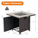 Dimensions of the 30-inch square propane gas fire pit table, emphasizing its robust design and suitable for outdoor spaces.