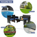 Versatile application of the 4-Piece Navy Cushioned Rattan Patio Furniture Set with Coffee Table for Indoor/Outdoor Use, highlighting its placement around a poolside, backyard, garden, and deck.