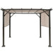10x10 Metal Frame Patio Furniture Shelter with Adjustable Canopy - Weather-Resistant Beige Gazebo showcasing the canopy and frame structure without furniture.