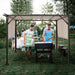 Group of friends enjoying a BBQ under the 10x10 Metal Frame Patio Furniture Shelter with Adjustable Canopy, perfect for outdoor gatherings.