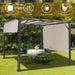 10x10 Metal Frame Patio Furniture Shelter with Adjustable Canopy. This gazebo features a spacious design with weatherproof fabric, perfect for enjoying outdoor dining.