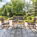 4-Piece Acacia Wood Frame Outdoor Rattan Sofa Set from Dream Yard Oasis ™, styled on a stone patio with a refreshing outdoor atmosphere.