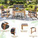 4-Piece Acacia Wood Frame Outdoor Rattan Sofa Set from Dream Yard Oasis ™, showcasing a cozy arrangement on a patio with a decorative setup.
