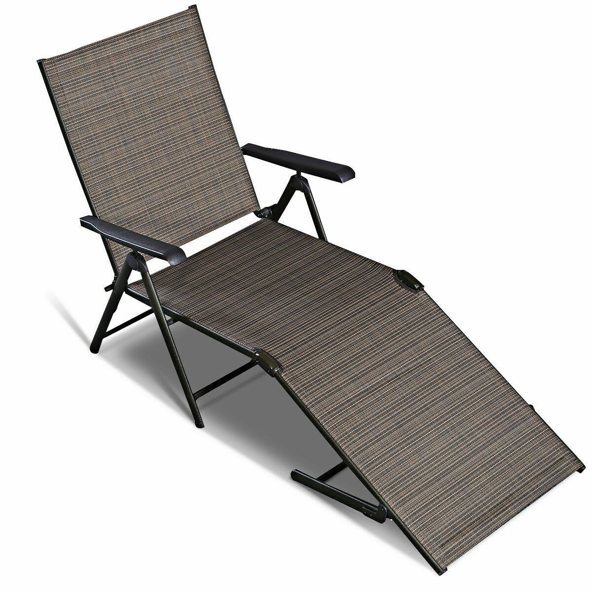 2-Piece Adjustable Outdoor Chaise Lounge Chairs - Weather Resistant Pool Recliners demonstrating a straight back position for lounging.