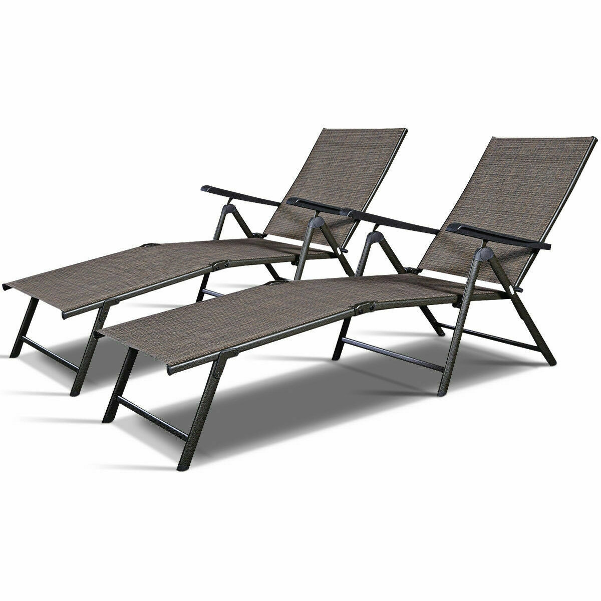 Dual 2-Piece Adjustable Outdoor Chaise Lounge Chairs - Weather Resistant Pool Recliners designed for outdoor comfort.