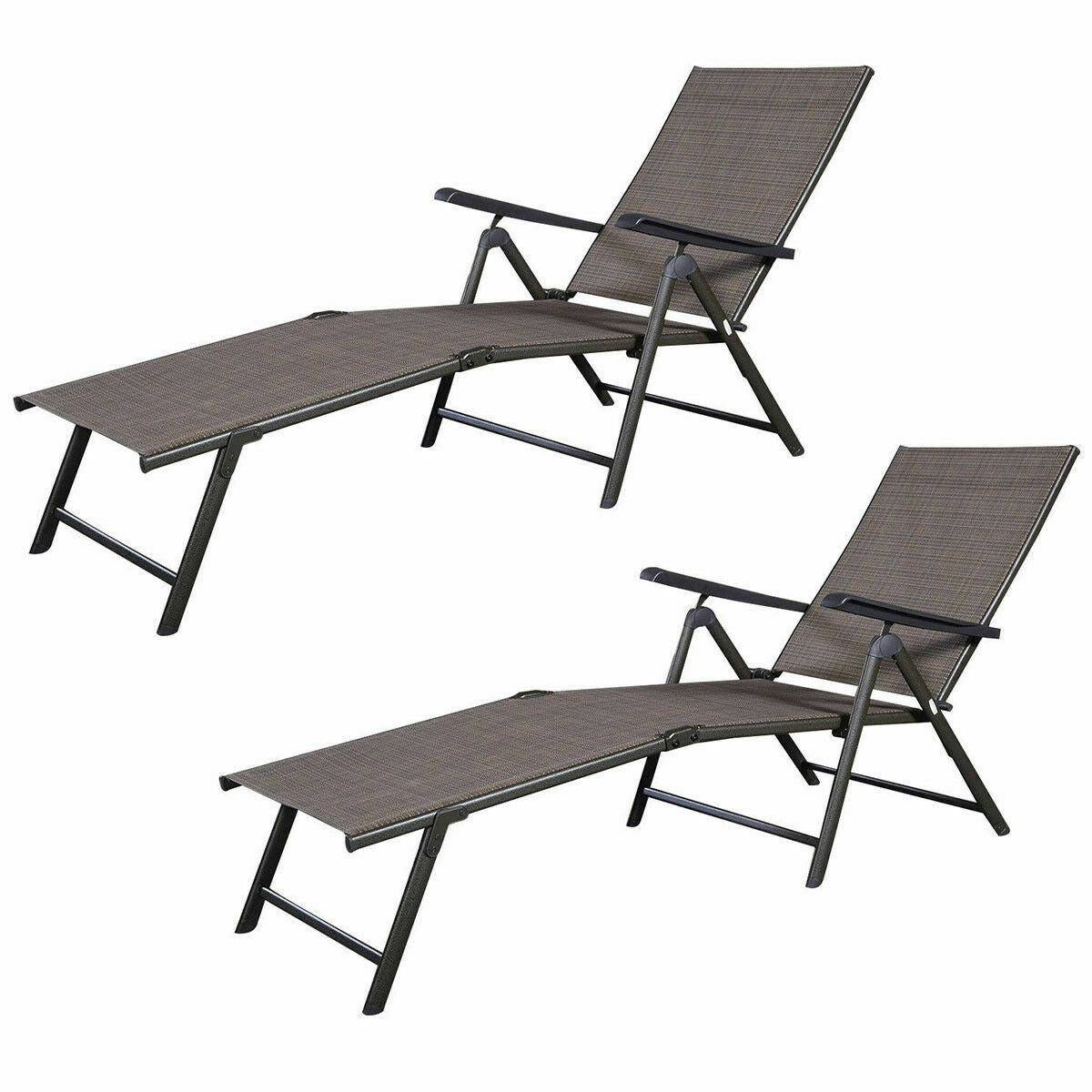2-Piece Adjustable Outdoor Chaise Lounge Chairs - Weather Resistant Pool Recliners displayed in a stacked formation for easy storage.