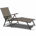 2-Piece Adjustable Outdoor Chaise Lounge Chairs - Weather Resistant Pool Recliners highlighting a single chair in a comfortable reclined position.
