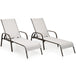 Stylish 2-Piece Gray Outdoor Patio Lounge Chairs with Adjustable Reclining Armrests, displayed against a clean white background to highlight their ergonomic design.