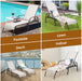 Versatile 2-Piece Gray Outdoor Patio Lounge Chairs with Adjustable Reclining Armrests, perfectly positioned beside a pool, lawn, and indoor settings, ideal for relaxation.