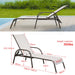 Adjustable Chaise Lounge Chair for Patio displaying its dimensions and weight capacity of 350 lbs, suitable for any outdoor lounging need.