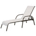 Close-up view of the Adjustable Chaise Lounge Chair for Patio by Dream Yard Oasis™, showcasing its comfortable fabric and sturdy steel frame, ideal for outdoor lounging.