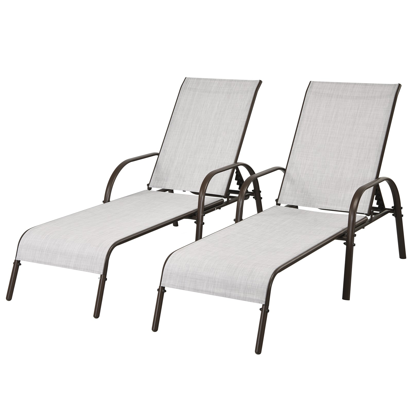 Set of two Adjustable Chaise Lounge Chairs for Patio from Dream Yard Oasis™, designed for outdoor leisure with a chic gray finish, perfect for patios and backyards.