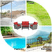 Versatile 4-Piece Patio Rattan Furniture Set by Dream Yard Oasis showcased in various outdoor locations, ideal for patios, lawns, poolside, and balconies.