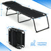 Detailed view of the Adjustable Folding Beach Lounge Chair with Pillow showcasing size dimensions and compact folding capabilities.