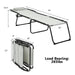 Gray Folding Chaise Lounge Chair with Adjustable Backrest, Pillow, and High Load Capacity 265 lbs with dimensions displayed, including length, width, and weight capacity.