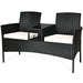 Dream Yard Oasis 3-Piece Wicker Patio Conversation Set with Removable Cushions & Glass Table - White, displaying a close-up of the wicker chairs and glass table, emphasizing the quality and chic style perfect for outdoor relaxation.