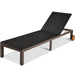 Durable Patio Chaise Lounge Chair with sleek black rattan design, adjustable backrest, and wheels for easy mobility.