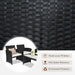 Close-up of the hand-woven black PE rattan used in the 4-Piece Rattan Patio Furniture Set with Weather-Resistant Cushions & Tempered Glass Tabletop, showcasing its durability and design.