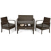 4-Piece Patio Rattan Furniture Set with Cushions, Loveseat, & Table - Brown Outdoor Bliss featuring a stylish and modern design, with a cozy coffee table and decorative accents.