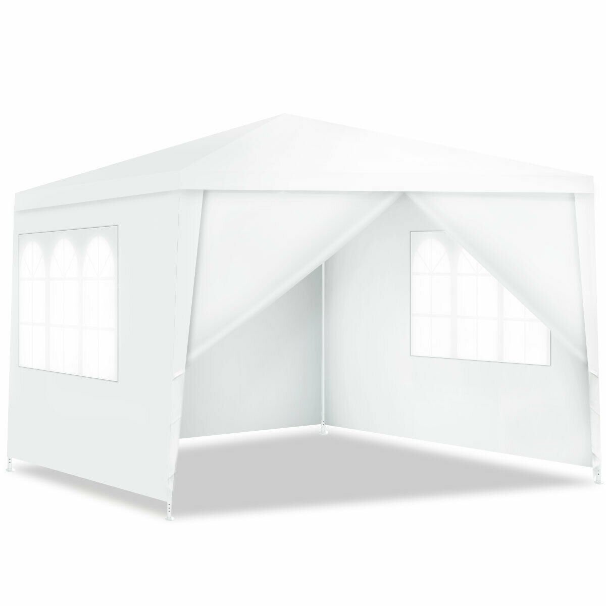 Inside view of the 10'x10' Outdoor Canopy Tent with 4 Removable Sidewalls showing two windows for natural light.
