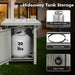 Hideaway tank storage of the 43-Inch Gray Propane Fire Pit Table 50,000 BTU accommodating a standard propane tank.