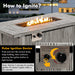 How to ignite the 43-Inch Gray Propane Fire Pit Table 50,000 BTU With Removable Lid & PVC Cover using the pulse ignition device.