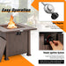 Easy operation details of the 32 Inch Square Fire Pit Table, showing the gas attachment and simple ignition system for effortless use.