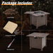 Package contents of the 32 Inch Square Fire Pit Table, including lava rocks, protective cover, and a screwdriver for assembly.