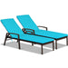 2 Pieces Patio Rattan Adjustable Back Lounge Chair with Armrest and Removable Cushions in Turquoise by Dream Yard Oasis, elegantly displayed against a white background, highlighting its modern design and comfort features.