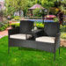 Modern Patio Conversation Set With Coffee Table, Cushions, Rugged PE Rattan, Beige displayed in a lush garden environment.