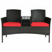 Modern 2-Piece Patio Conversation Set with Built-in Coffee Table & Thick Cushions - Red, showcasing a front view of the elegant chair and coffee table combo, perfect for enhancing outdoor spaces.