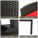 Details of Modern 2-Piece Patio Conversation Set with Built-in Coffee Table & Thick Cushions - Red including material highlights like delicate rattan, comfortable armrest, and durable non-slip feet.
