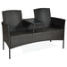 Modern 2-Piece Patio Conversation Set with Built-In Coffee Table & Cushions in Turquoise, showcasing a stylish rattan loveseat with a central table, perfect for outdoor leisure.