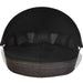 Stylish Black Rattan Round Daybed with Retractable Canopy and soft cushions, perfect for outdoor lounging and entertaining.