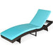 Folding Adjustable Rattan Chaise Lounge Chair with Thick Cushion - Turquoise, 5-Level Recline, 400 lbs Capacity displayed against a white background.