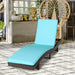 Folding Adjustable Rattan Chaise Lounge Chair with Thick Cushion in Turquoise color, showcasing its stylish design and comfort for outdoor relaxation.