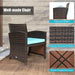 Close-up of a well-made chair from the 3-Piece Outdoor PE Rattan Wicker Furniture Set, highlighting its ergonomic design and weather-resistant PE rattan material for outdoor comfort.