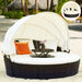 Spacious 5-Piece Patio Round Daybed Set with Canopy, Cushions & Adjustable Coffee Table by Dream Yard Oasis ™, featuring a stylish round daybed with a retractable canopy, soft cushions, and a coffee table, ideal for relaxing outdoors.