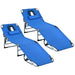 Lightweight Folding Chaise Lounge Chair with 5 Positions & Face Hole - Blue Outdoor Essential displayed in a pair, highlighting its adjustable settings and cozy design.
