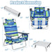 Dimensions of Dream Yard Oasis 2-Pack 5-Position Folding Beach Chairs with Table outlined, showcasing their portable and adjustable features for ultimate outdoor comfort.