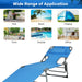 5-Position Adjustable Folding Beach Lounge Chair with Removable Pillow - Blue, showcasing its versatility for multiple settings like beach, poolside, patio, and office.