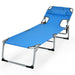 5-Position Adjustable Folding Beach Lounge Chair with Removable Pillow - Blue, featuring a stylish design perfect for beach days or garden lounging.