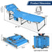 Dimensions and features of the 5-Position Adjustable Folding Beach Lounge Chair with Removable Pillow - Blue, highlighting its lightweight and portable nature.