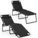Multi-Purpose Foldable Recline Lounge Chair with 4-Position Backrest & 2-Position Footrest displayed from different angles, showcasing its lightweight and portable design.