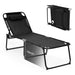 Compact design of the Multi-Purpose Foldable Recline Lounge Chair with 4-Position Backrest & 2-Position Footrest in black, featuring a removable headrest.