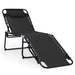 Multi-Purpose Foldable Recline Lounge Chair with 4-Position Backrest & 2-Position Footrest - Black, showcasing a sleek design with a comfortable headrest, perfect for outdoor activities and relaxation.