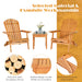 Detail image of the selected material and craftsmanship of the 3-Piece Eucalyptus Adirondack Chair Set with Widened Armrests and Convenient Side Table.